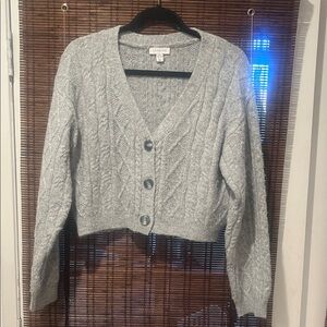 Topshop Heather Gray Button-Up Cardigan